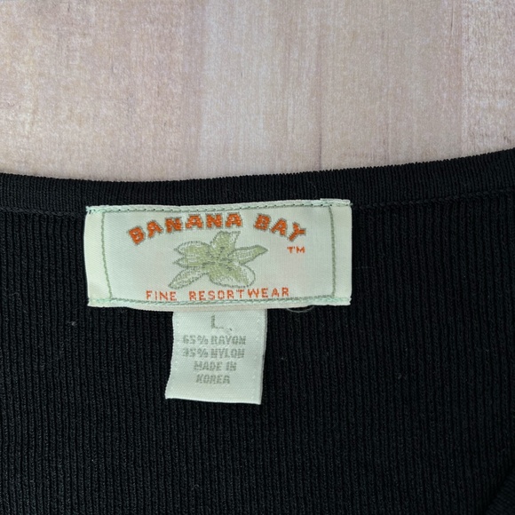 Banana Bay Black Ribbed Sleeveless Tank Top L - Picture 2 of 4